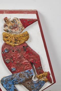 Vintage Cast Iron Clown Shooting Gallery Target Original Paint Surface