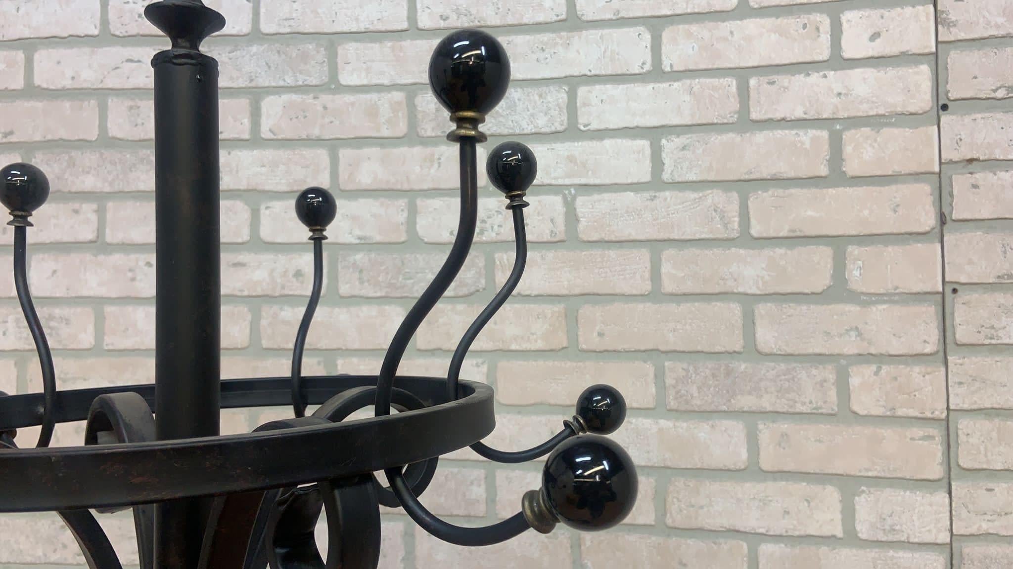 Vintage Cast Iron Coat Rack With Umbrella Stand In Good Condition For Sale In Chicago, IL