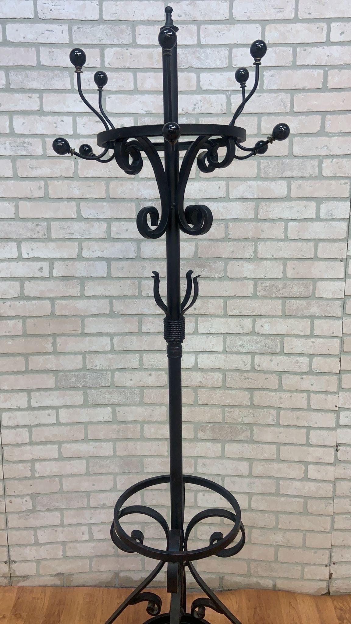 20th Century Vintage Cast Iron Coat Rack With Umbrella Stand For Sale