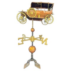 Vintage Weathervane of Cast Iron, Copper, & Brass with Handcrafted Model T Ford