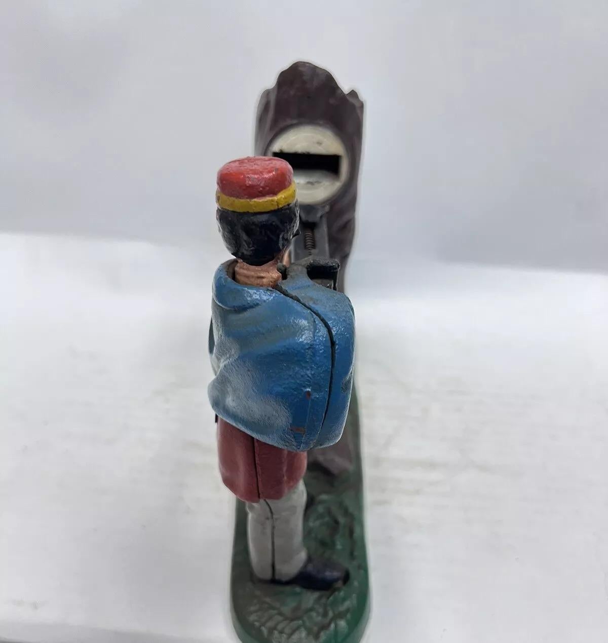 Unknown Vintage Cast Iron Creedmore Book of Knowledge Mechanical Bank Reproduction For Sale
