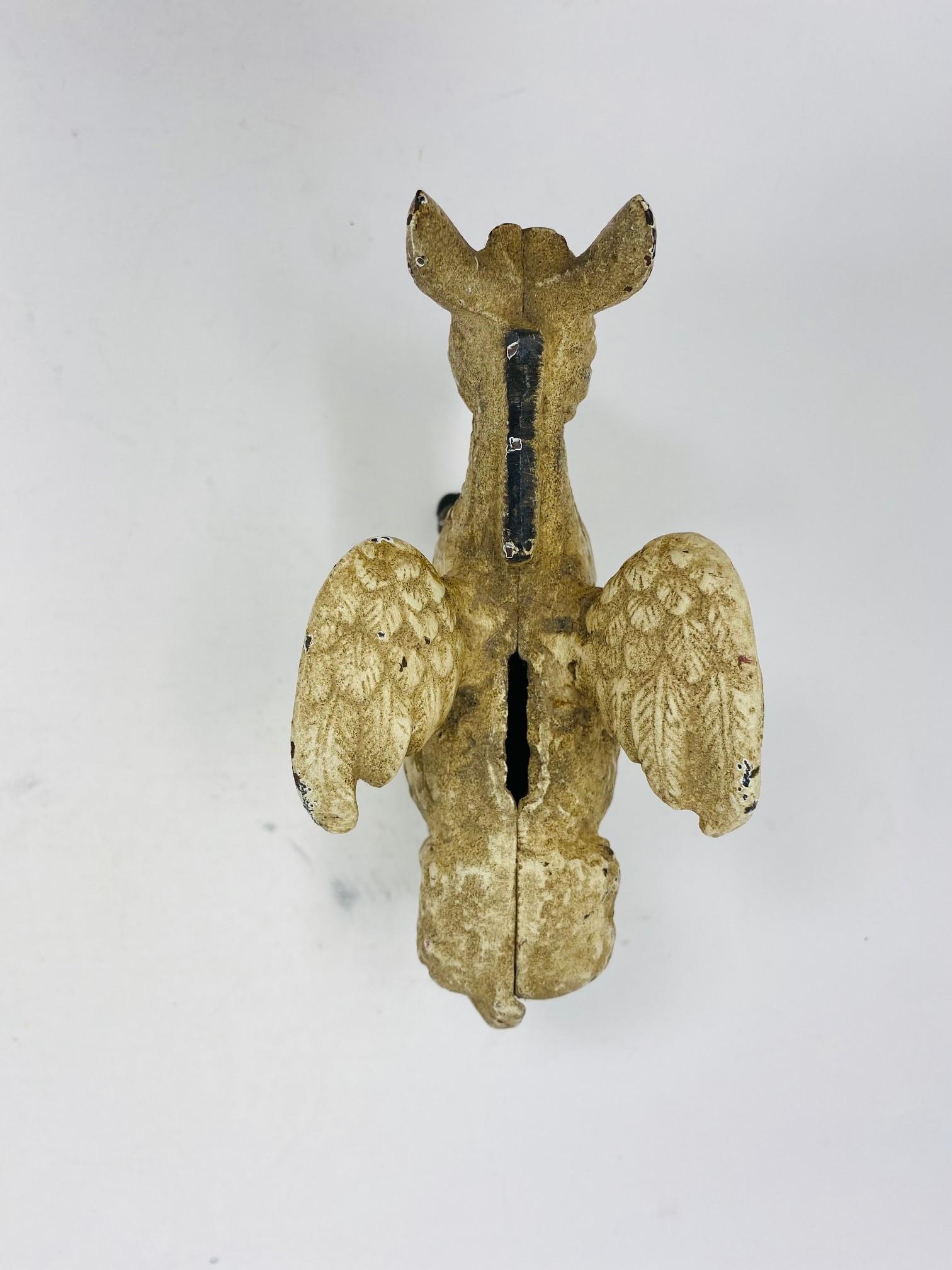 Vintage Cast Iron Donkey with Wings Sculpture by Homart 1