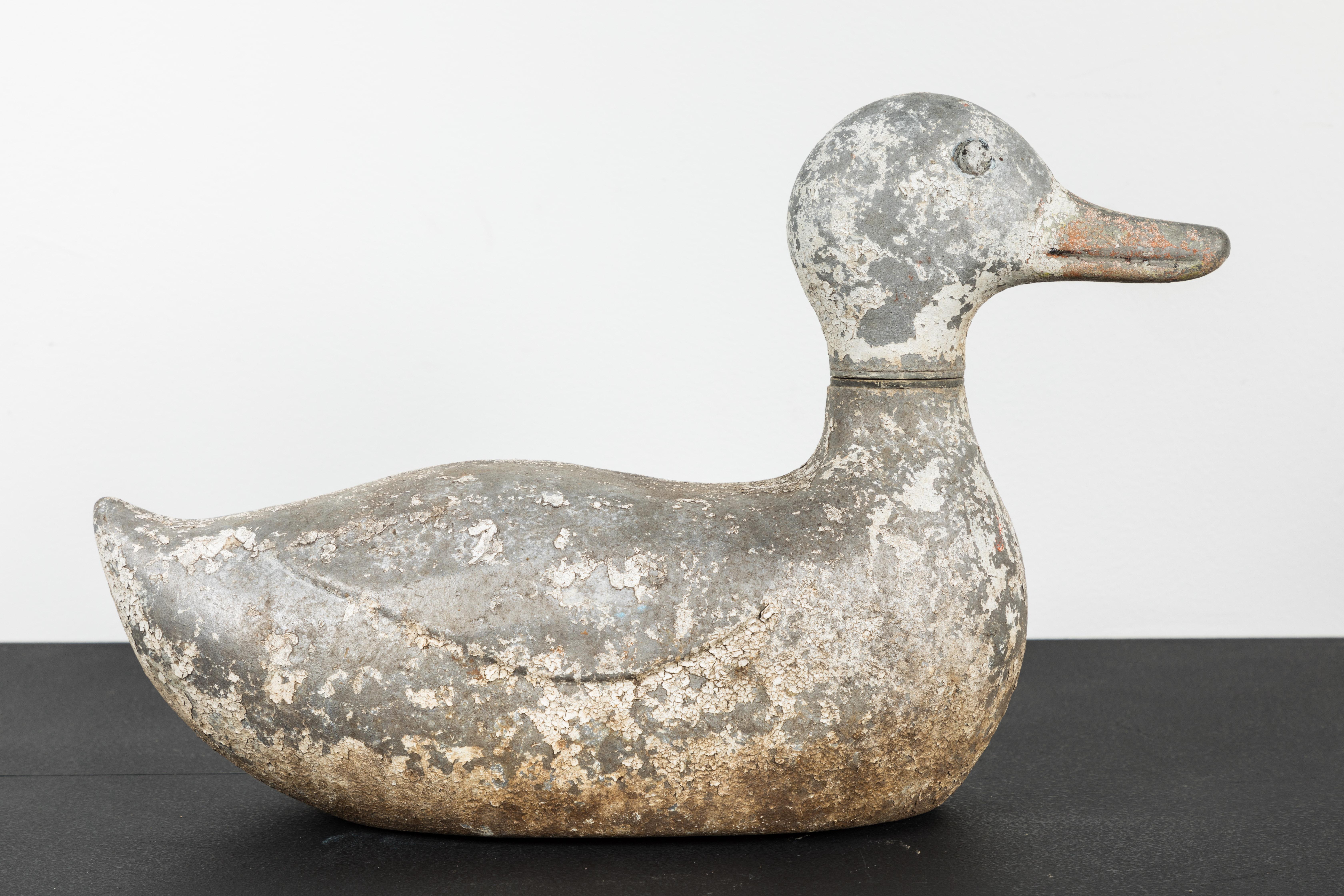 Hand-Painted Vintage Cast Iron Duck Sprinkler White Paint