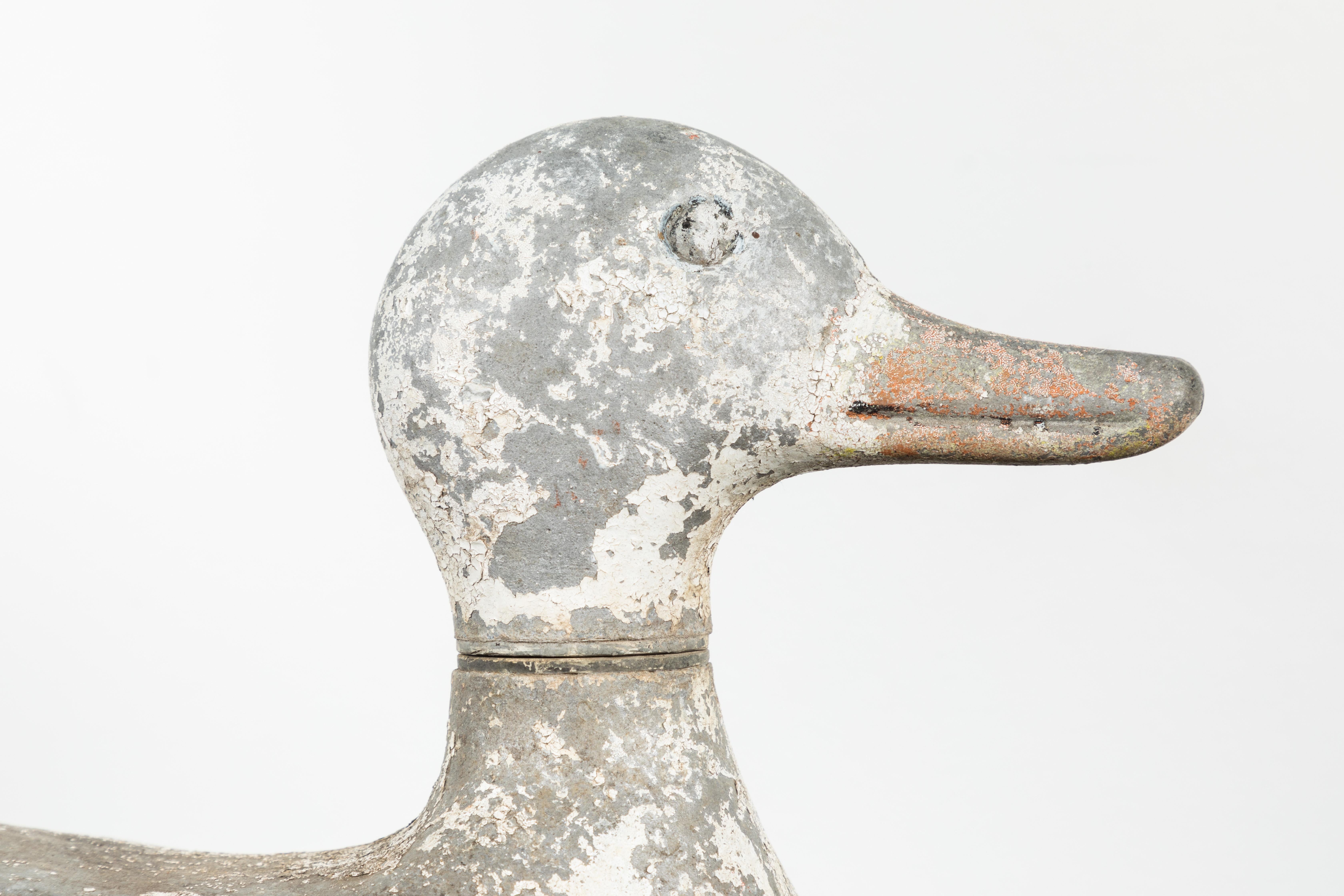 Vintage Cast Iron Duck Sprinkler White Paint In Good Condition In Santa Monica, CA