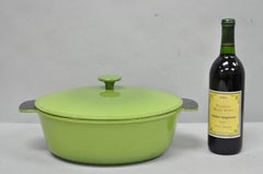 Horno holandés vintage de hierro fundido Made in France 20538 Cazuela verde con tapa