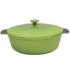 Horno holandés vintage de hierro fundido Made in France 20538 Cazuela verde con tapa