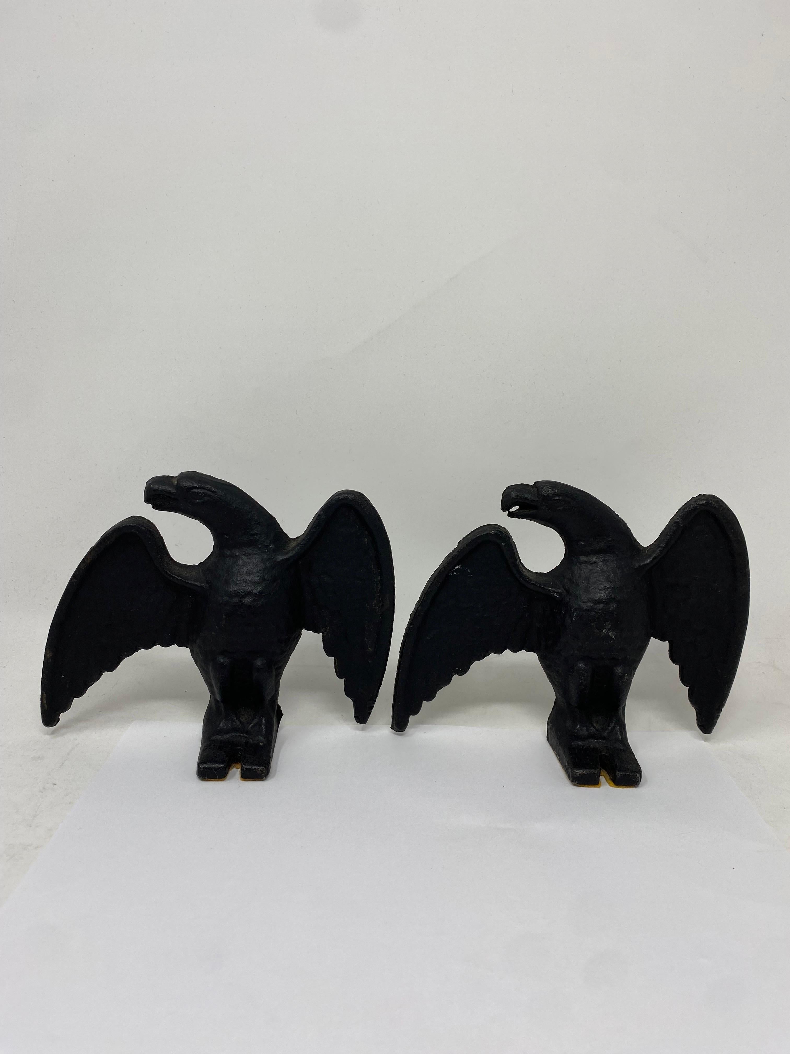 Vintage Cast Iron Eagle Snow Birds Pair Circa 1900s In Good Condition For Sale In San Diego, CA
