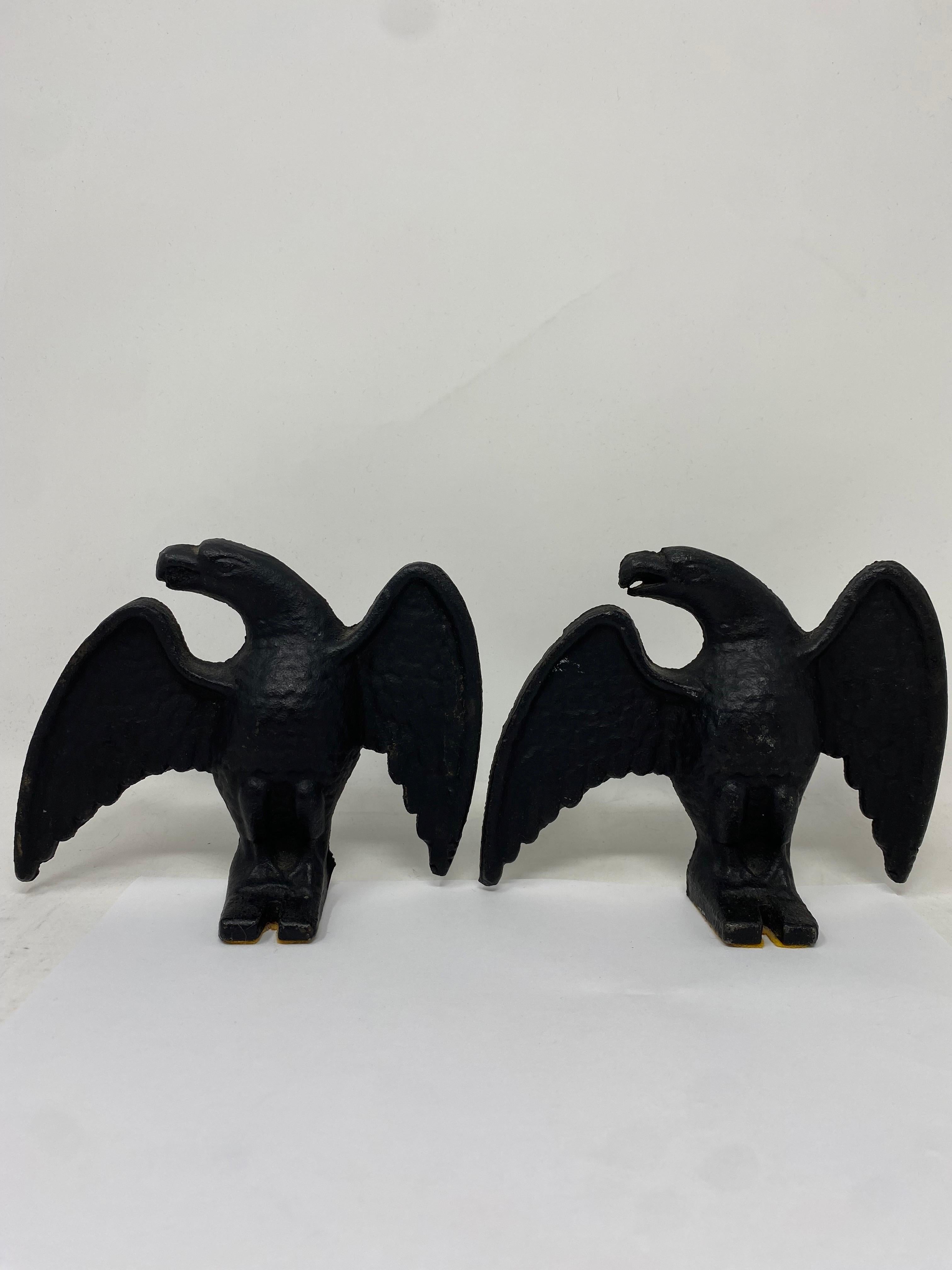 20th Century Vintage Cast Iron Eagle Snow Birds Pair Circa 1900s For Sale