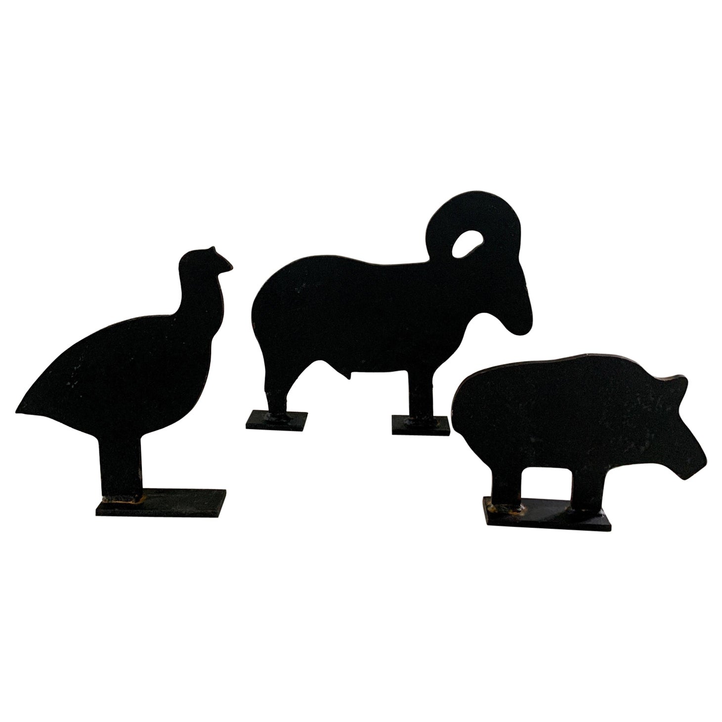 Vintage Cast Iron Farm Animals Silhouette Door Stops, Set of 3 For Sale