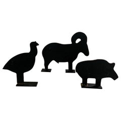 Tope de puerta vintage de hierro fundido con silueta de animales de granja, juego de 3