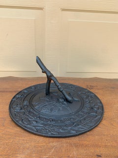 Vintage Cast Iron Faux Bois Garden Sundial With Acorns and Oak Leaves