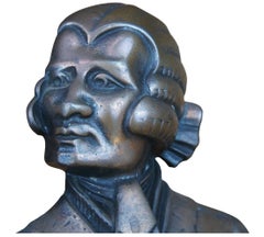 Vintage Cast Iron Figural Colonial Man Fireplace Poker Tool Set & Stand