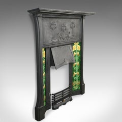 Vintage Cast Iron Fire Surround, Art Nouveau Taste, Late 20th Century