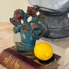 Vintage Cast Iron Floral Flowers Door Stop Sculpture, Hubley