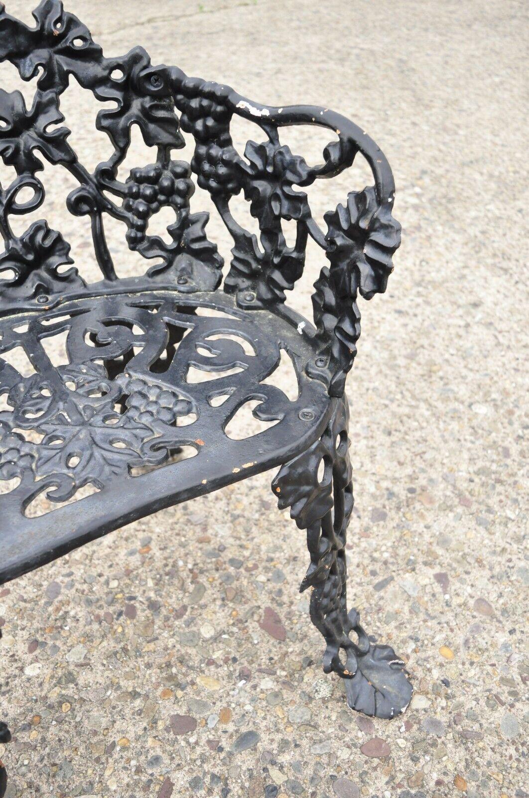 Vintage Cast Iron French Victorian Grapevine Small Garden Accent Side Chair 4