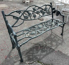 Vintage Cast Iron Garden Bench with Floral and Root Designs