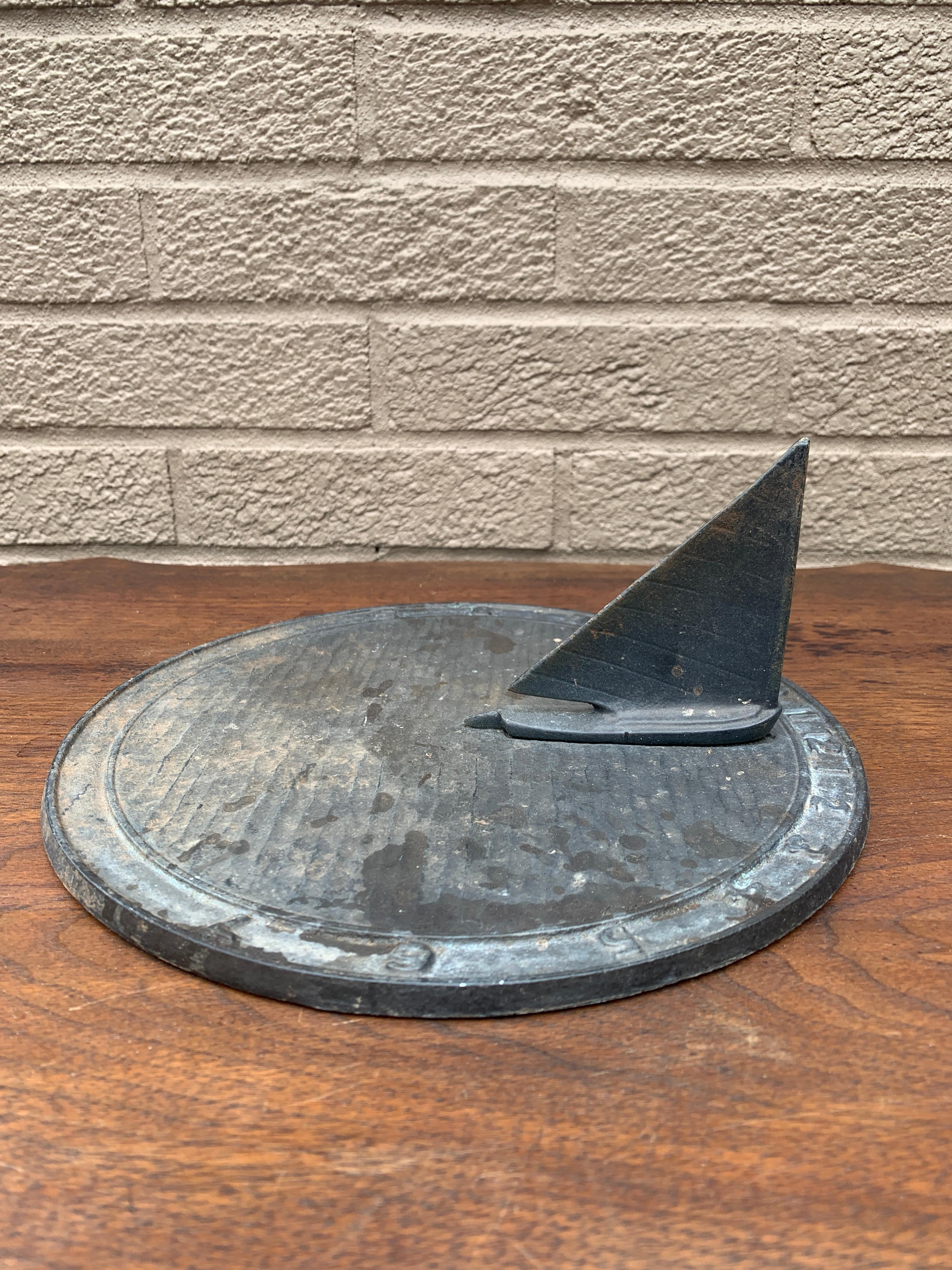 Country Vintage Cast Iron Garden Nautical Sail Boat Sundial