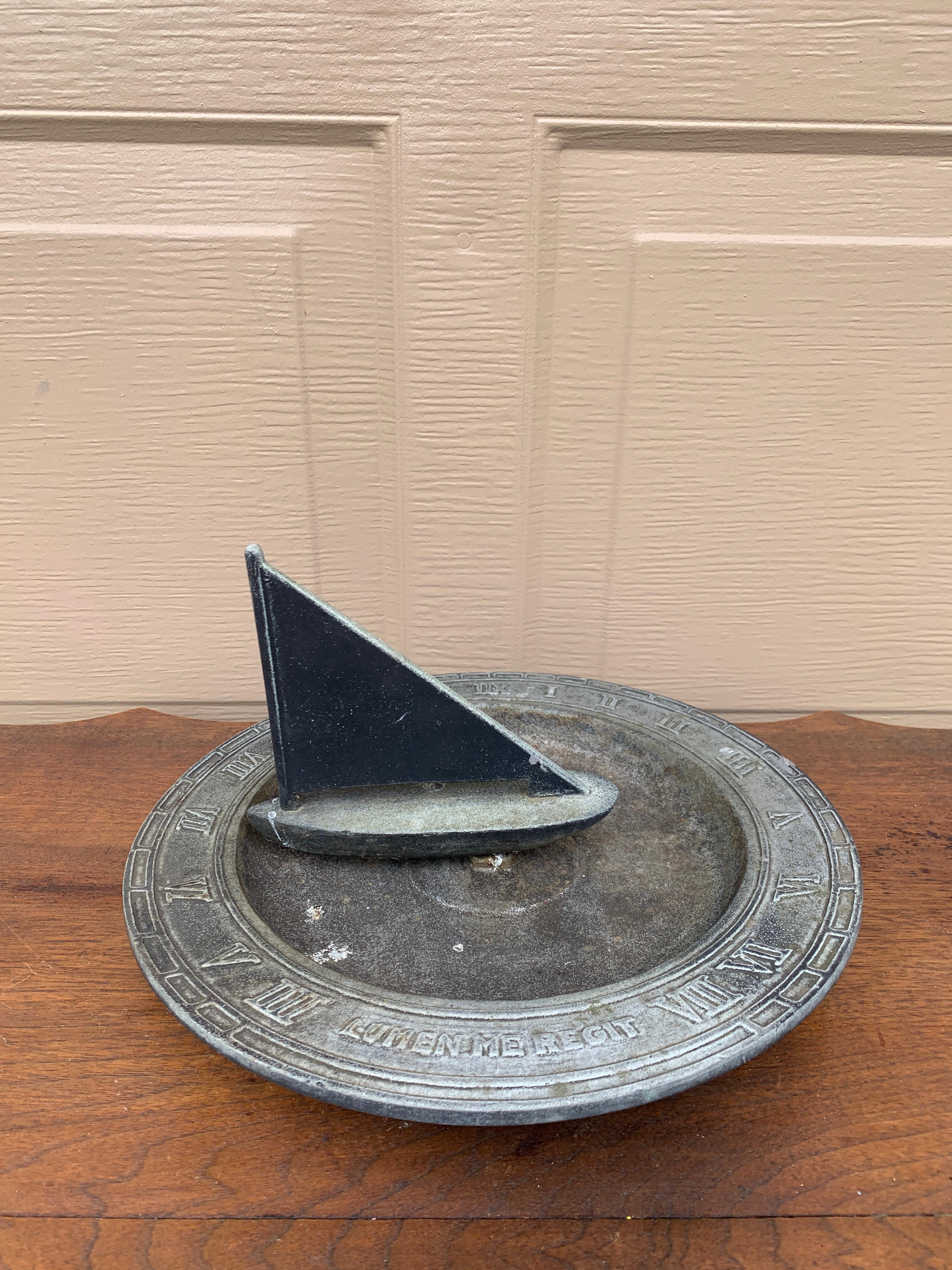 Vintage Cast Iron Garden Nautical Sundial 