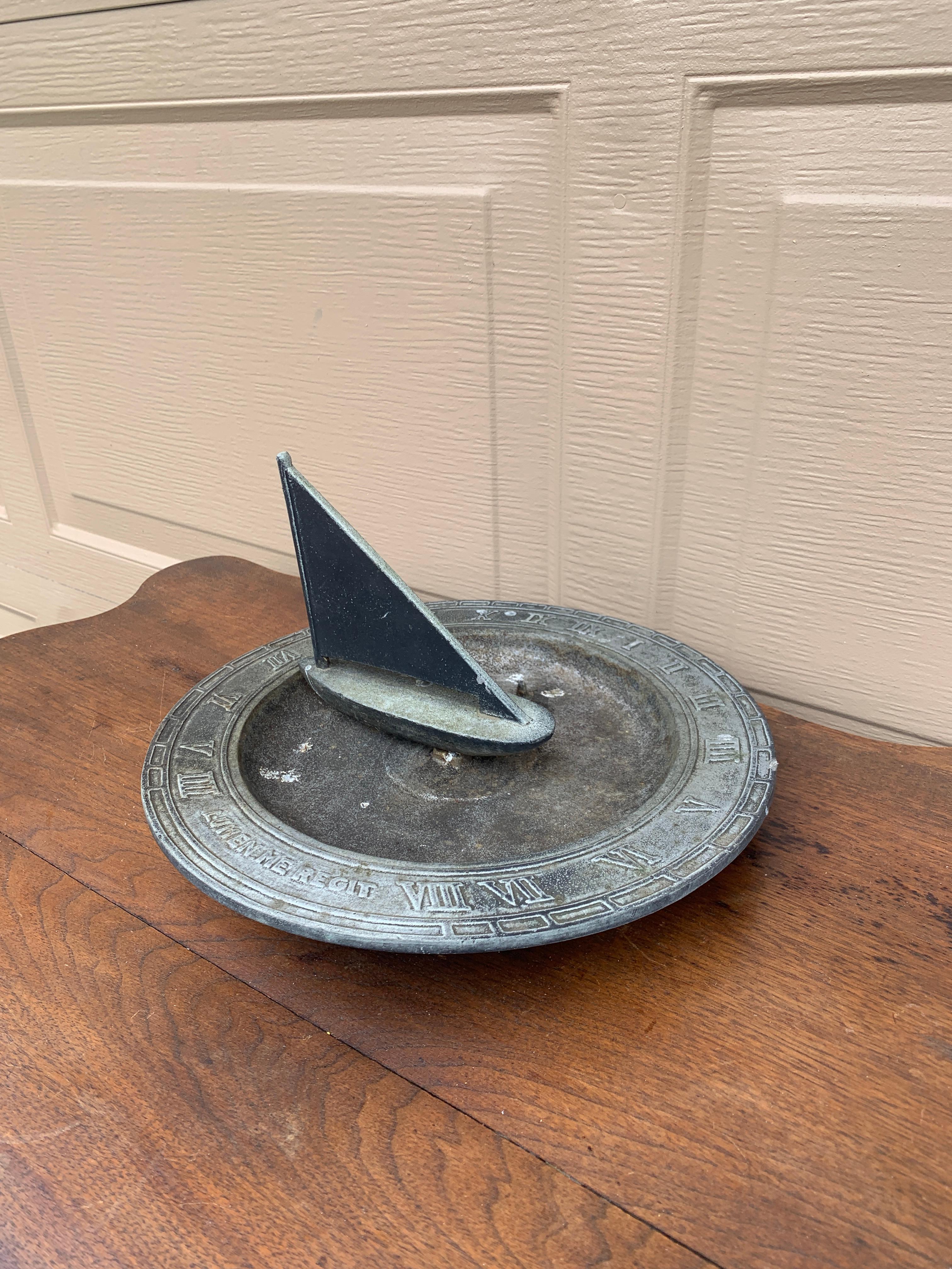 20th Century Vintage Cast Iron Garden Nautical Sundial 
