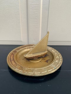 Vintage Cast Iron Garden Nautical Sundial with Sail Boat "Tempus Fugit"
