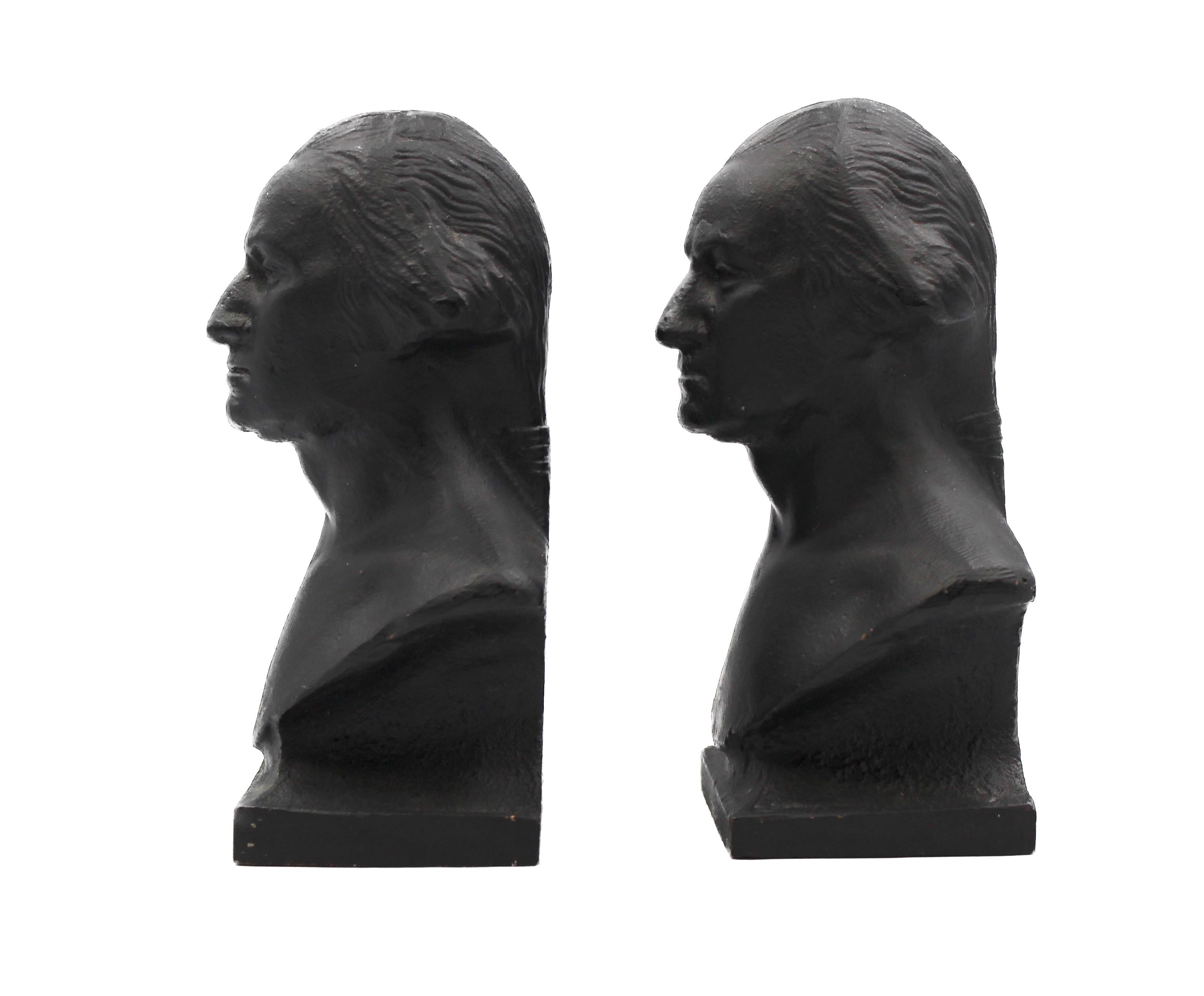 Vintage Cast Iron George Washington Bookends In Good Condition In Colorado Springs, CO