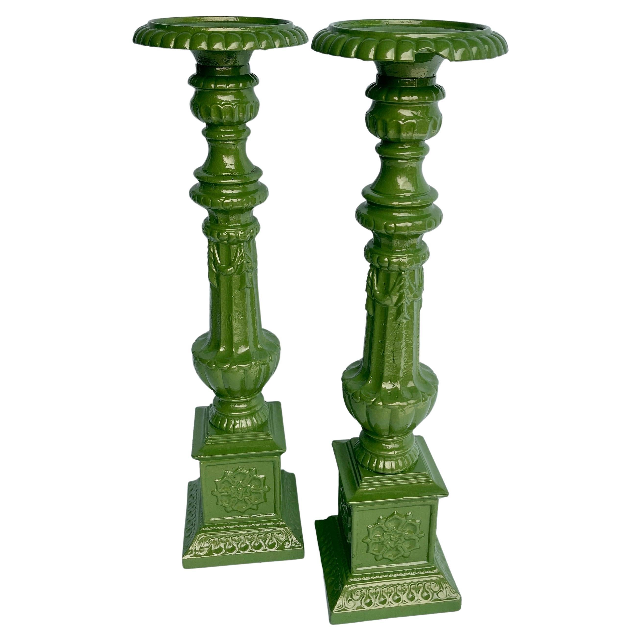 vintage cast iron candle holders