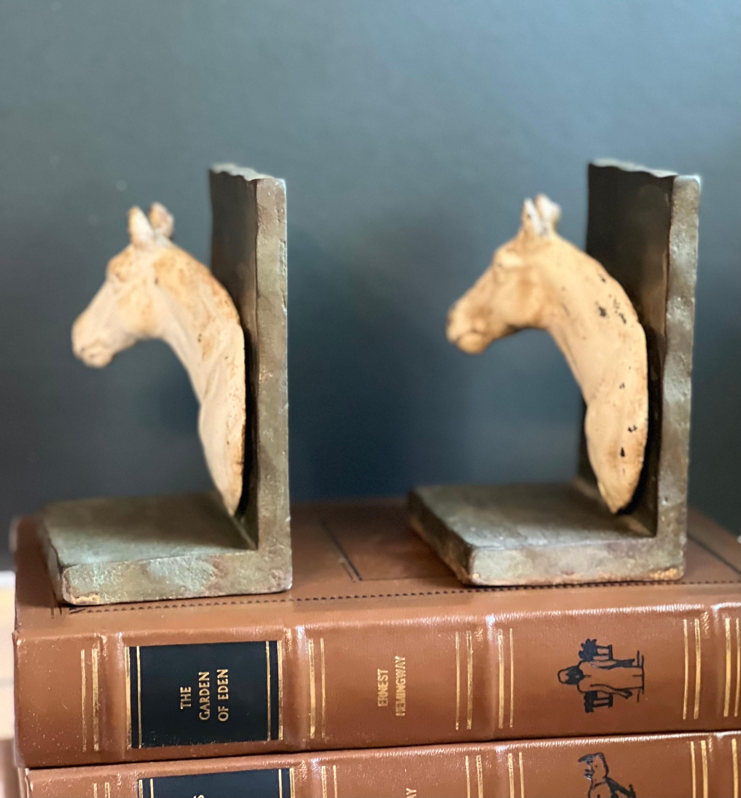 cast iron horse bookends