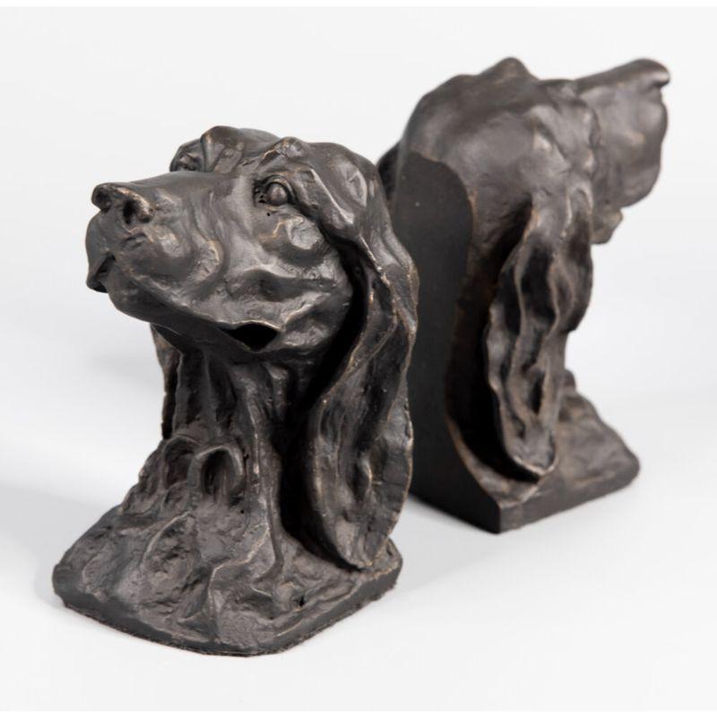 A superb pair of vintage black cast iron Irish Setter / sporting dog bookends with bronze accents. These fine dogs are well cast with exquisite details, perfect for the dog lover or collector. Together they weigh a substantial 7 lbs 10 oz. These