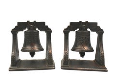 Vintage Cast Iron Liberty Bell Bookends