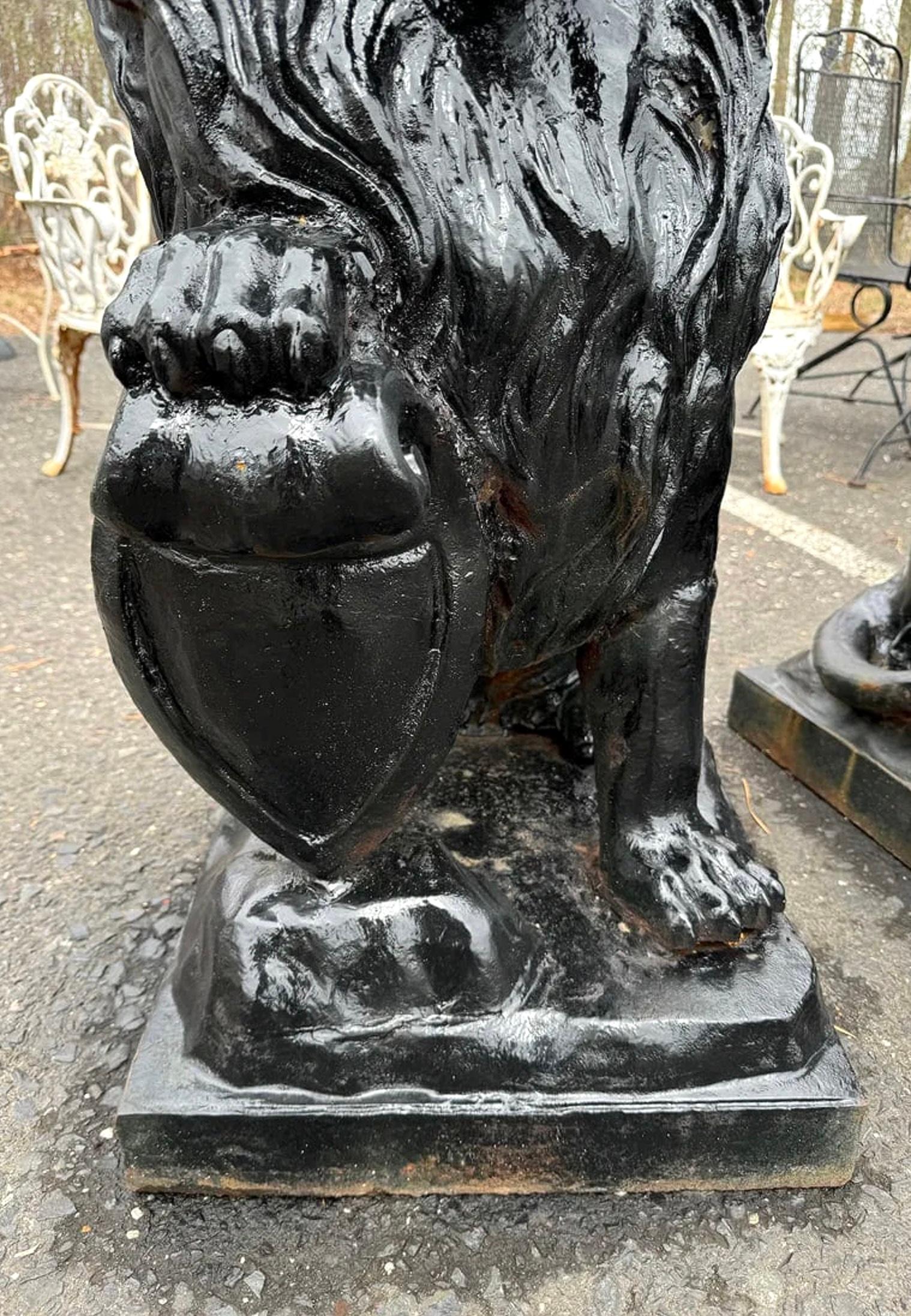 Vintage Cast Iron Lion Statues For Sale 4