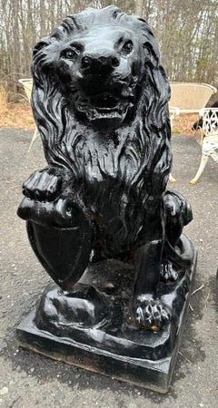 Vintage Cast Iron Lion Statues