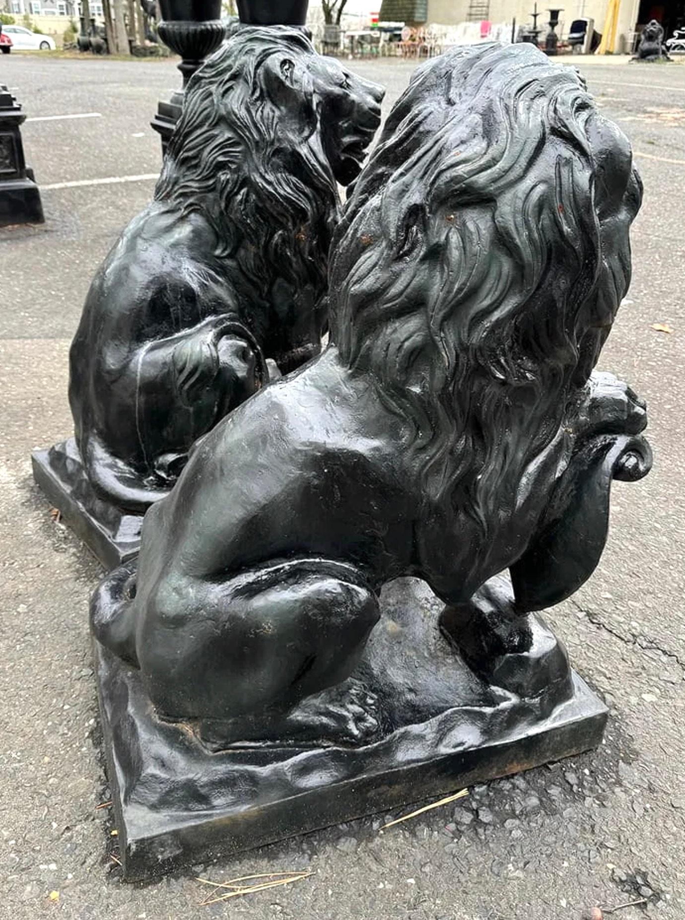Vintage Cast Iron Lion Statues For Sale 2