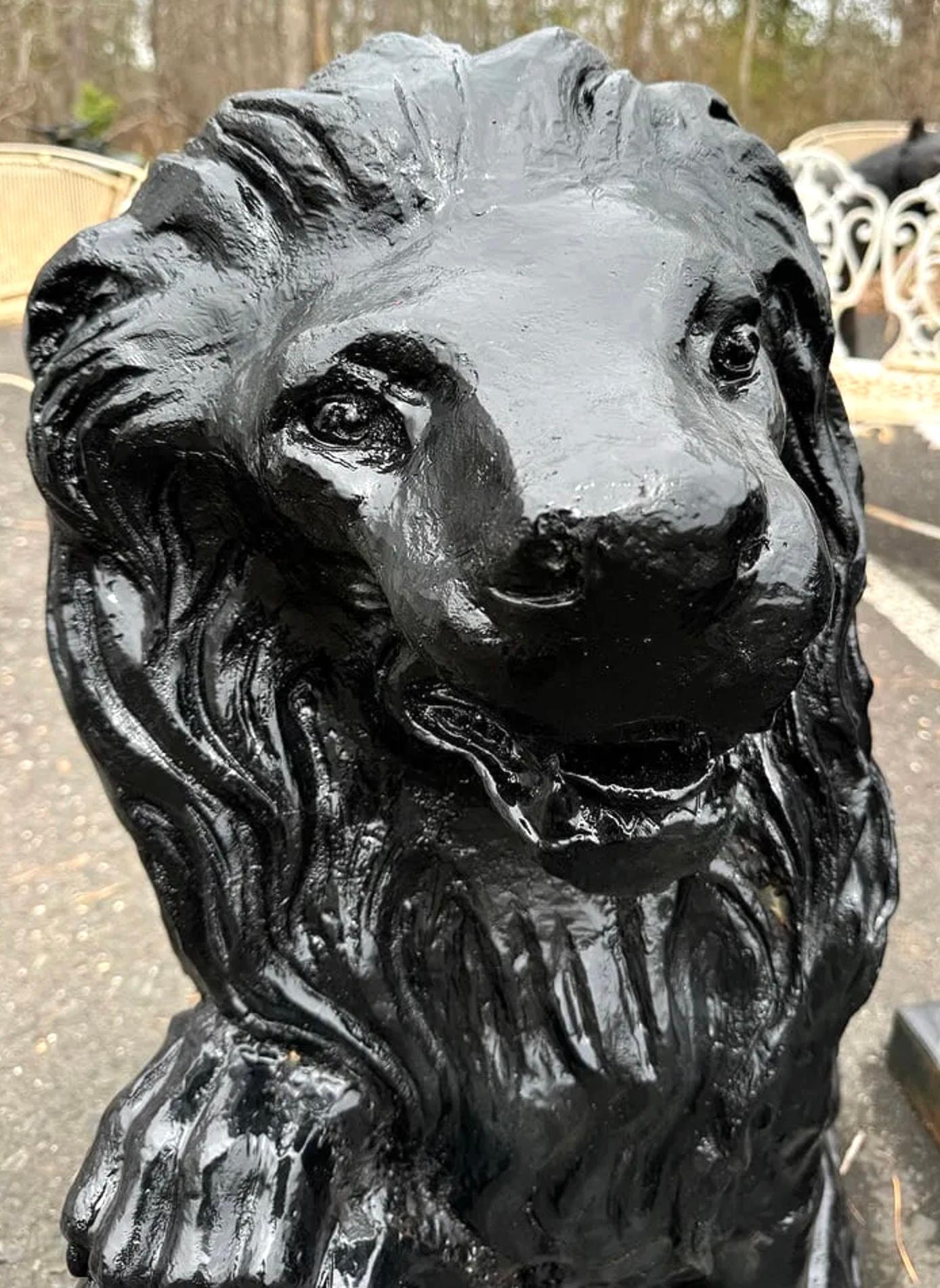 Vintage Cast Iron Lion Statues For Sale 3