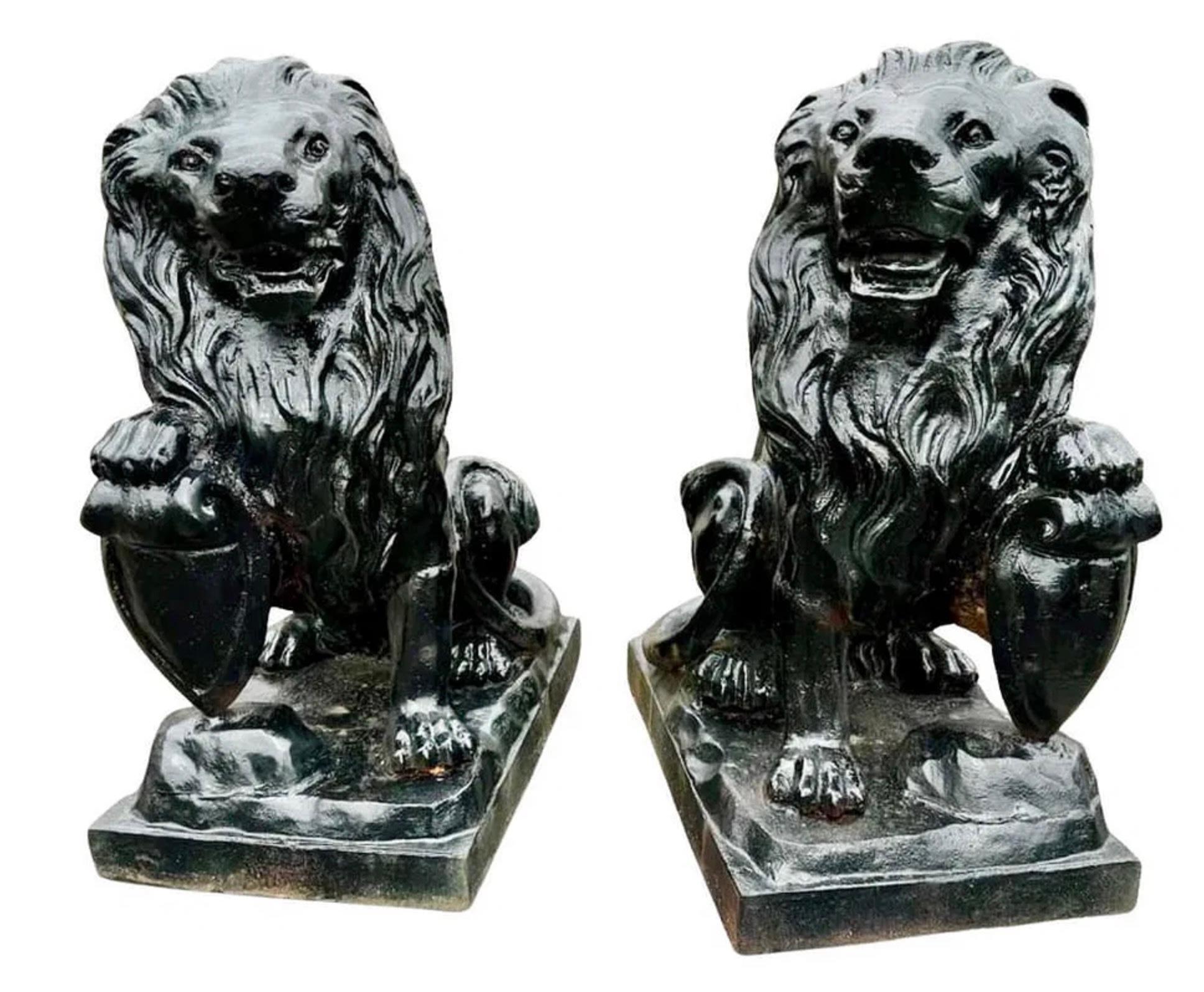 Vintage Cast Iron Lion Statues For Sale