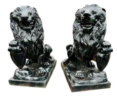 Vintage Cast Iron Lion Statues