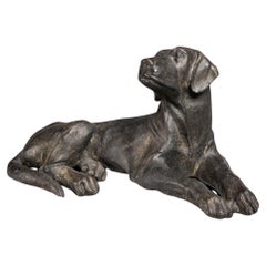 Vintage Cast Iron Model of a Recumbent Black Labrador