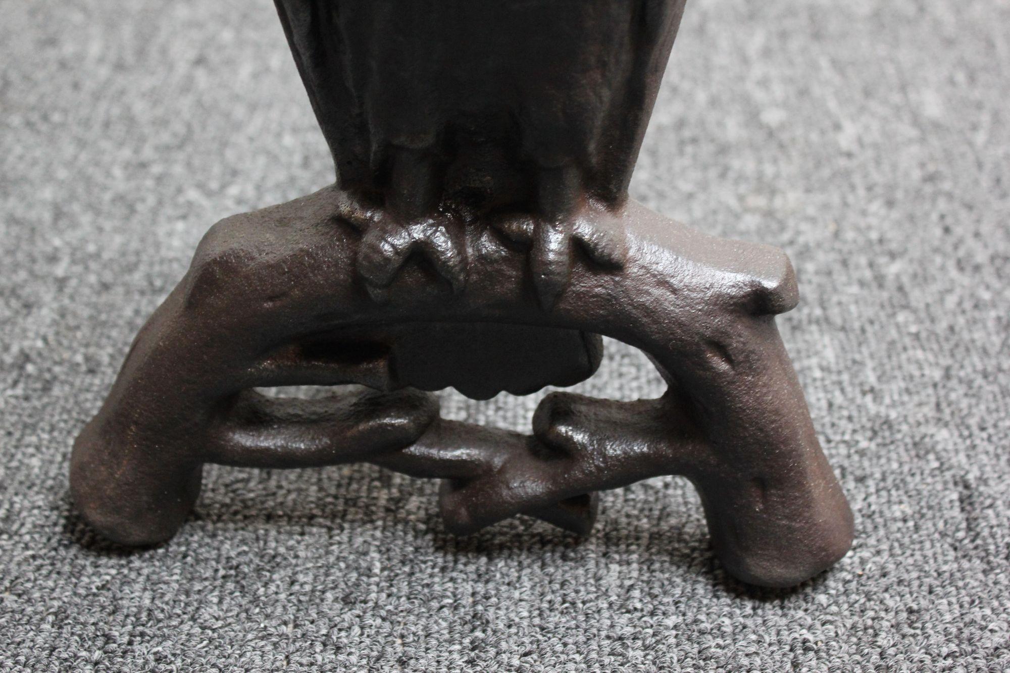 Vintage Cast Iron Owl Andirons with Glass Eyes 9