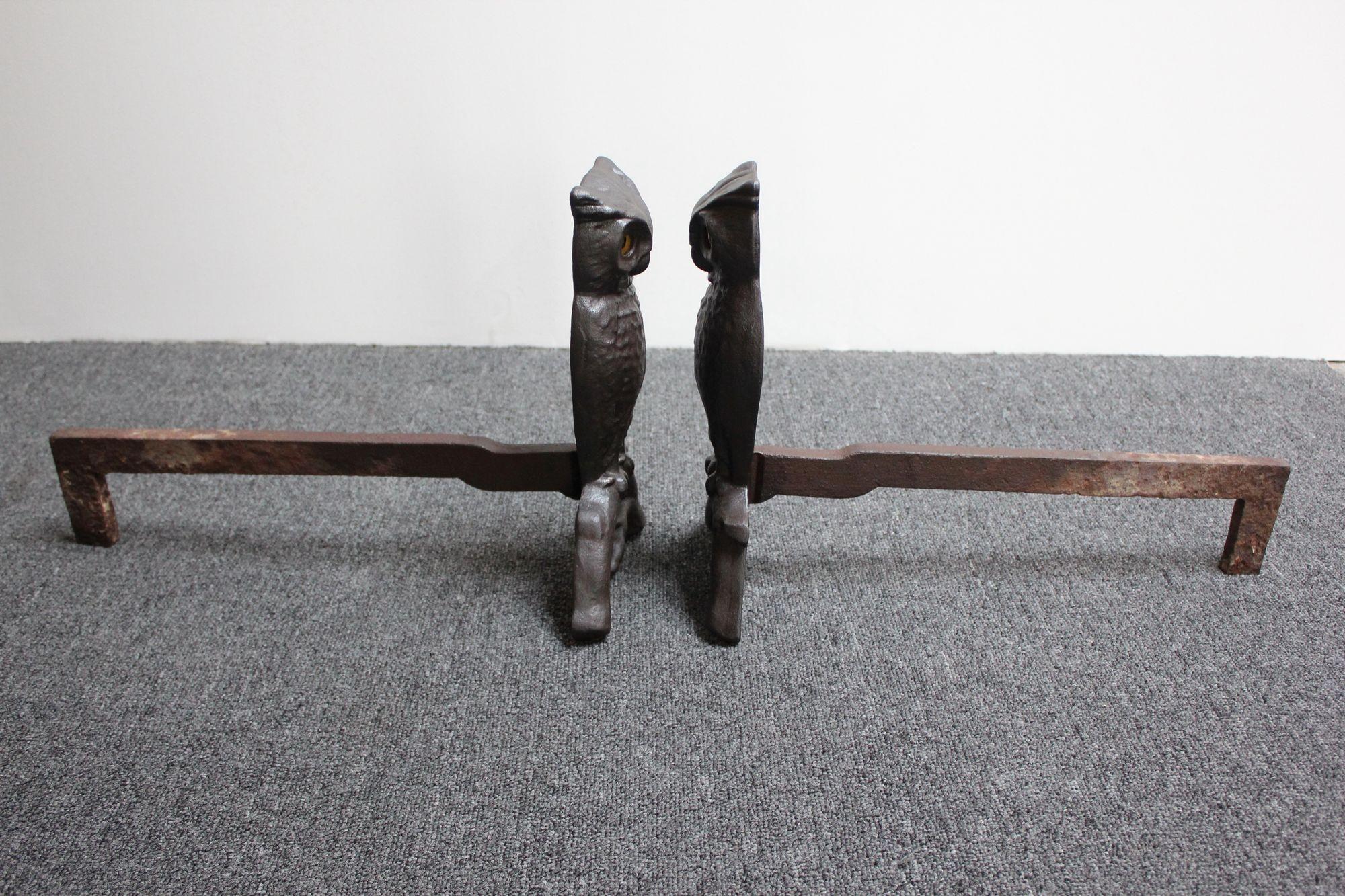 owl fireplace andirons