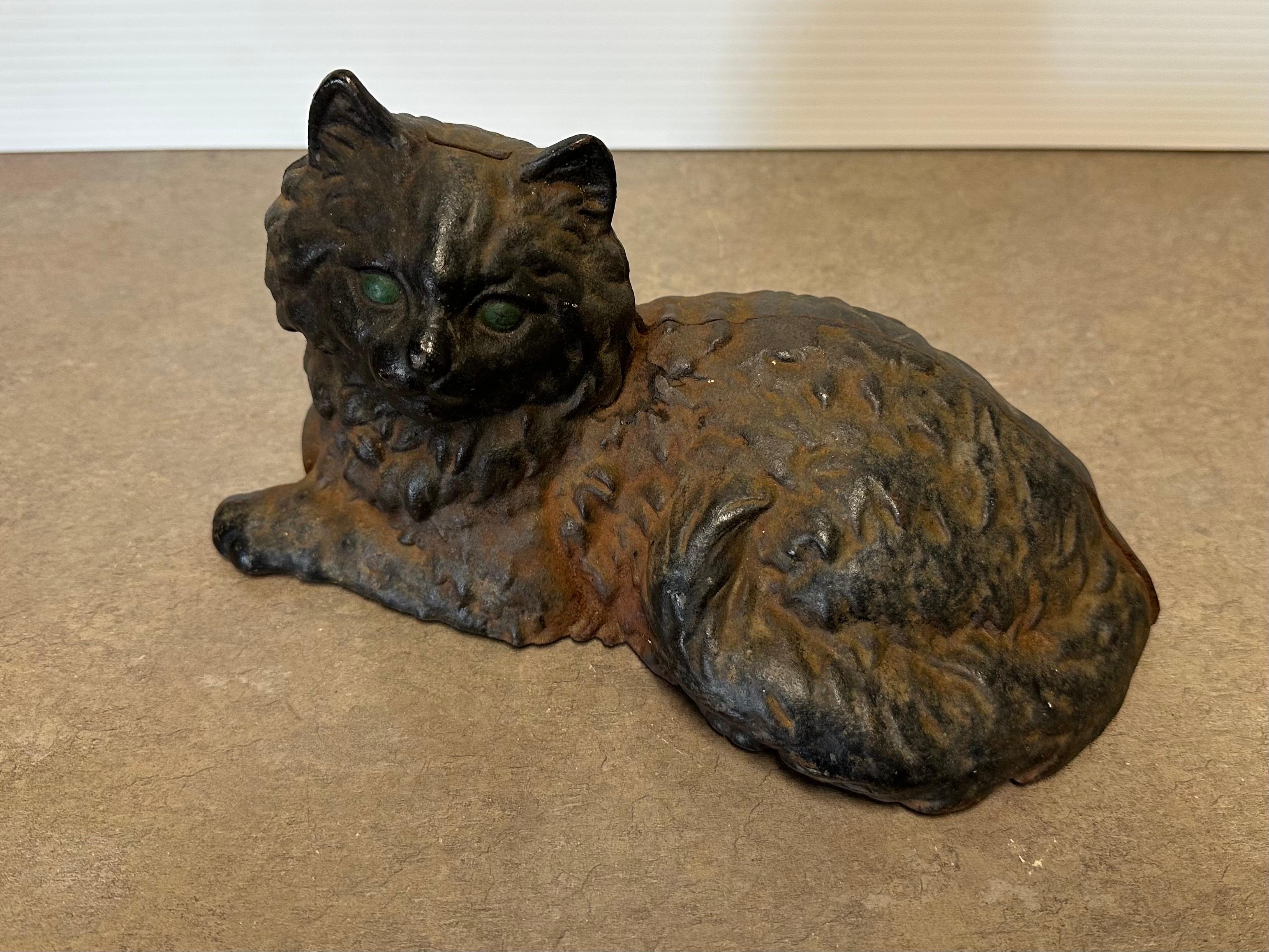 Fermaporta / Scultura d'epoca in ghisa patinata Greene & Greene, gatto nero, di Hubley in vendita 5