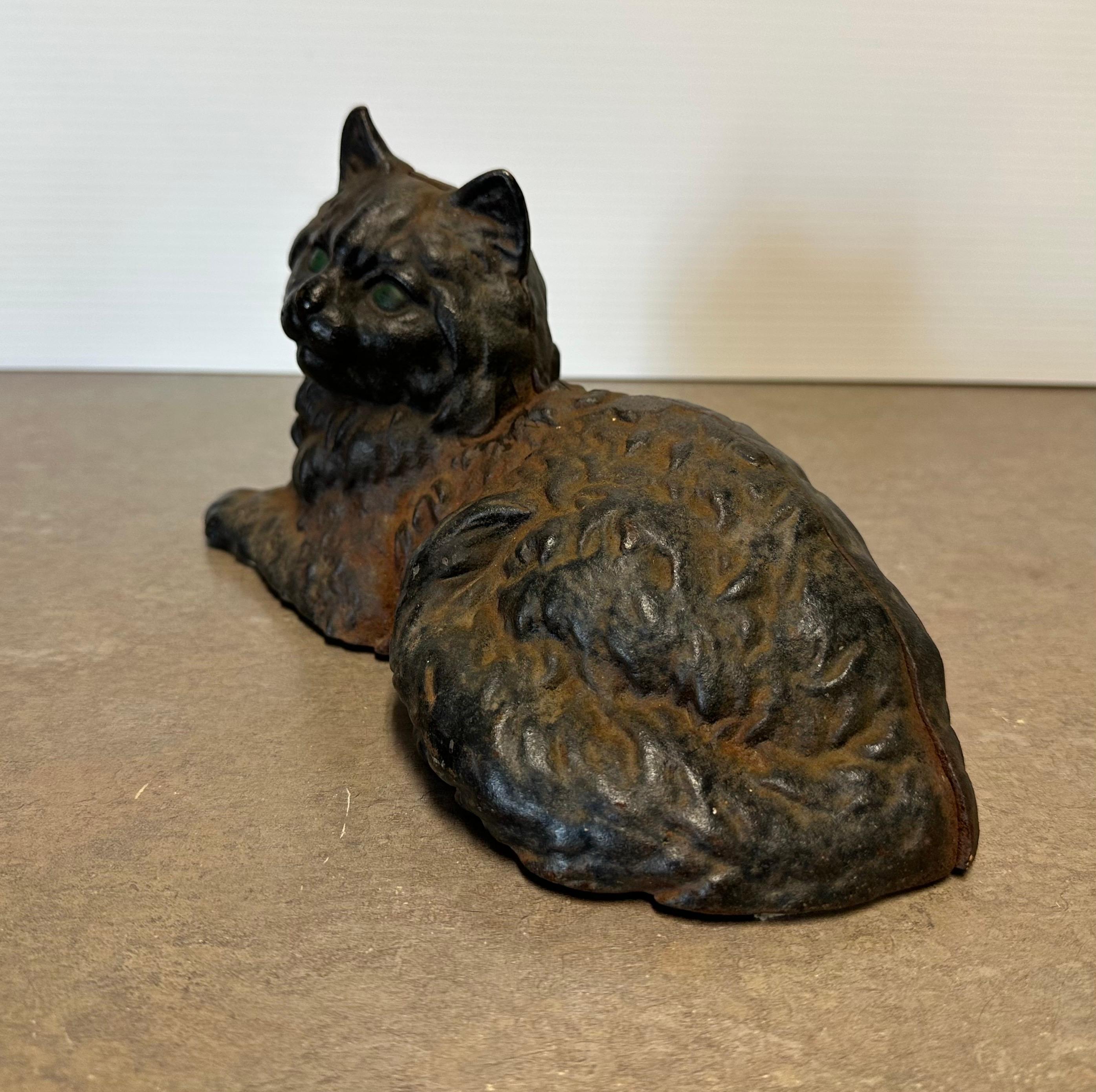 Fermaporta / Scultura d'epoca in ghisa patinata Greene & Greene, gatto nero, di Hubley in vendita 7