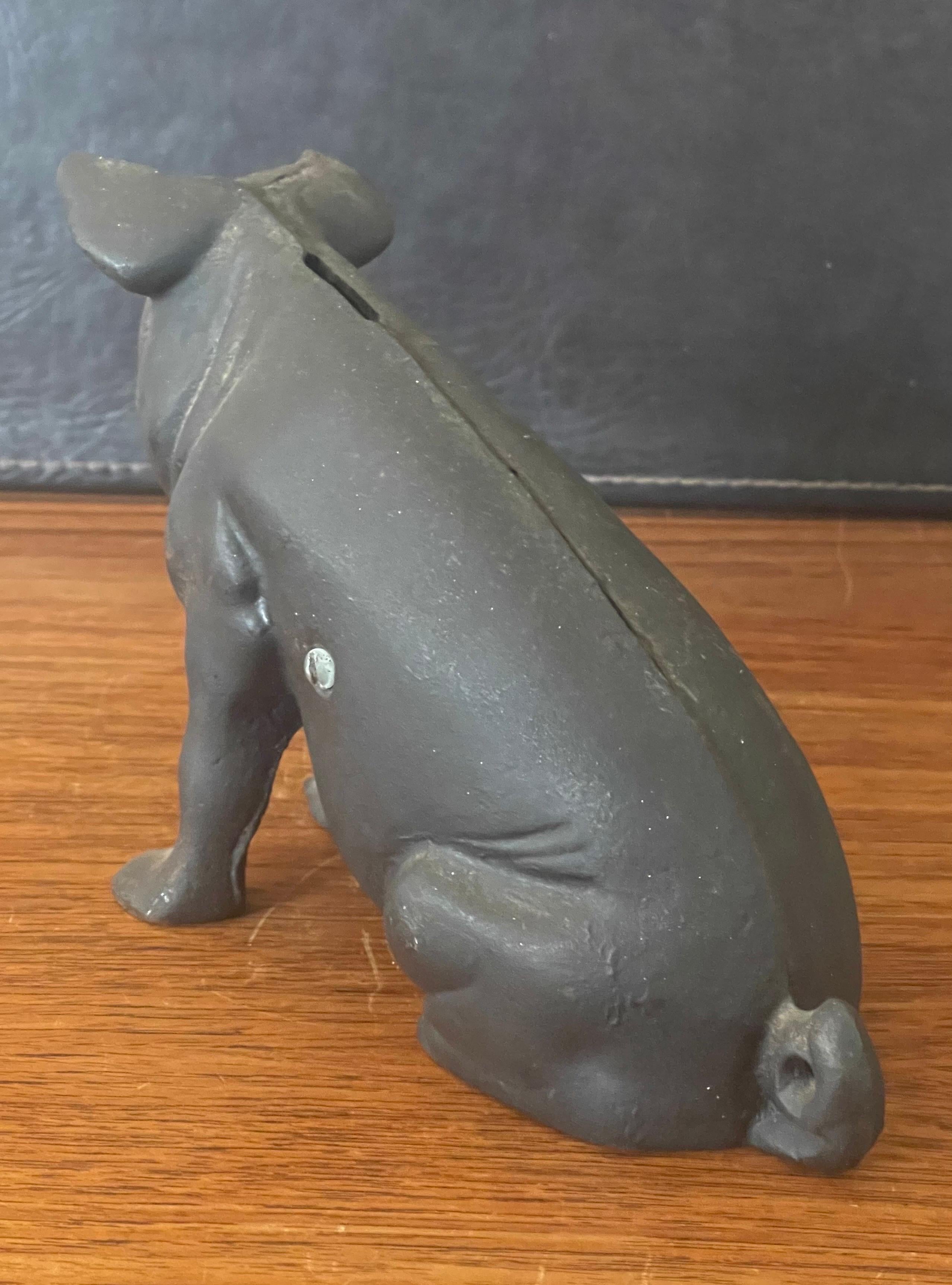 Vintage Cast Iron Pig Bank In Good Condition For Sale In San Diego, CA