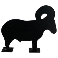 Vintage Gusseisen Widder Silhouette Türstopper
