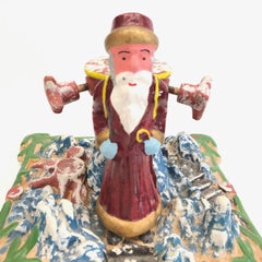 Vintage Cast Iron Santa Claus Belsnickle Tree Stand German, circa 1920