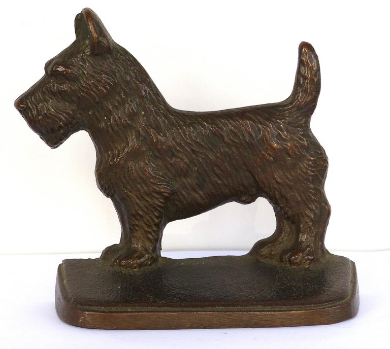 Vintage Cast Iron "Scottie" Dog Bookends, a Pair For Sale at 1stDibs