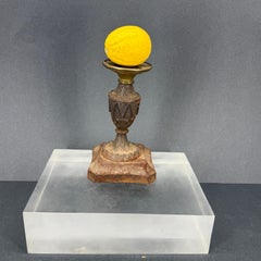 Vintage Cast Iron Sculpture Fragment Candle Pillar Holder Stand