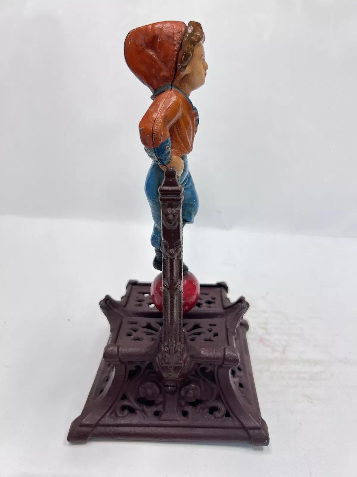 Unknown Vintage Cast Iron Still Bank Boy On Trapeze Book Of Knowledge Mechanical Bank