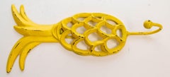 Vintage Cast Iron Tropical Yellow and Green Pineapple Coat Hook