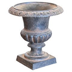 Vintage Cast Iron Urn With Fluted Detail