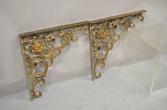 Vintage Cast Iron Victorian Style Large Wall Shelf Brackets Corbels, a Pair