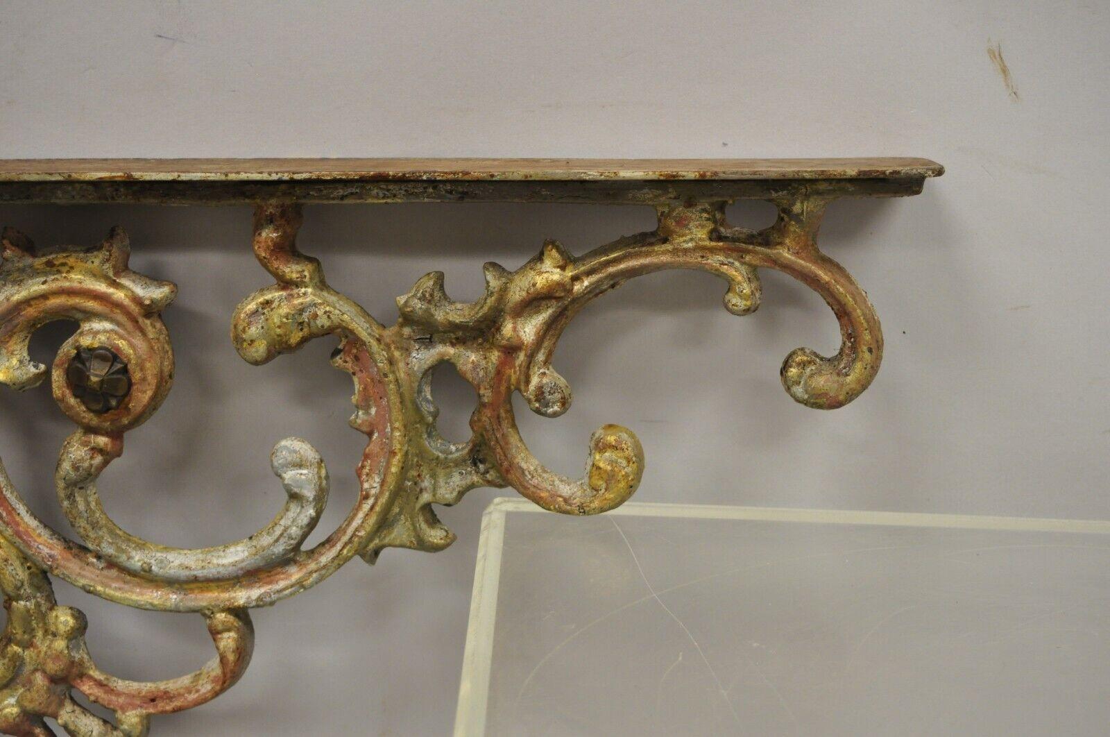 Vintage Cast Iron Victorian Style Large Wall Shelf Brackets Corbels, a Pair In Good Condition In Philadelphia, PA